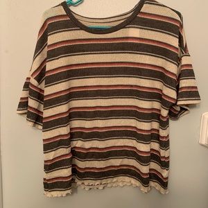 cropped american eagle stretchy striped top